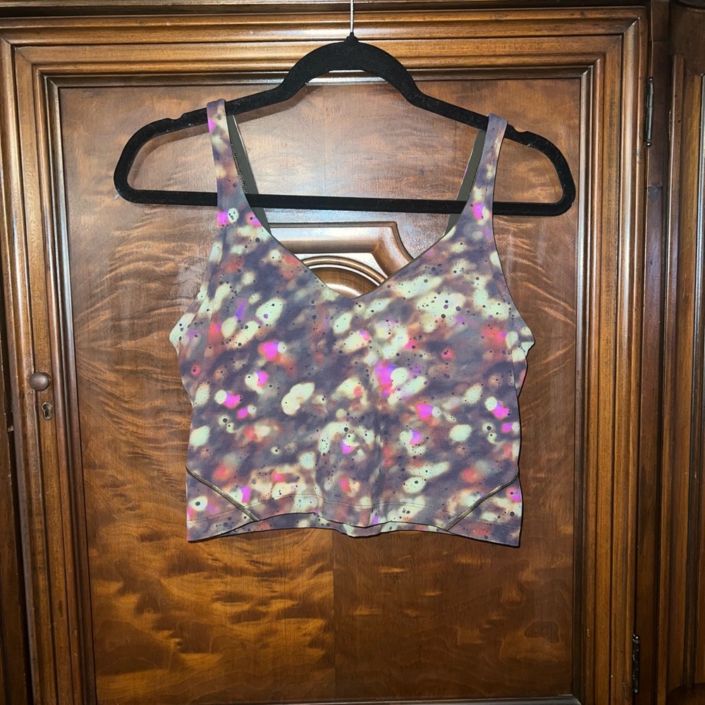 Lululemon Pink and Yellow Fitted Crop Tank Top